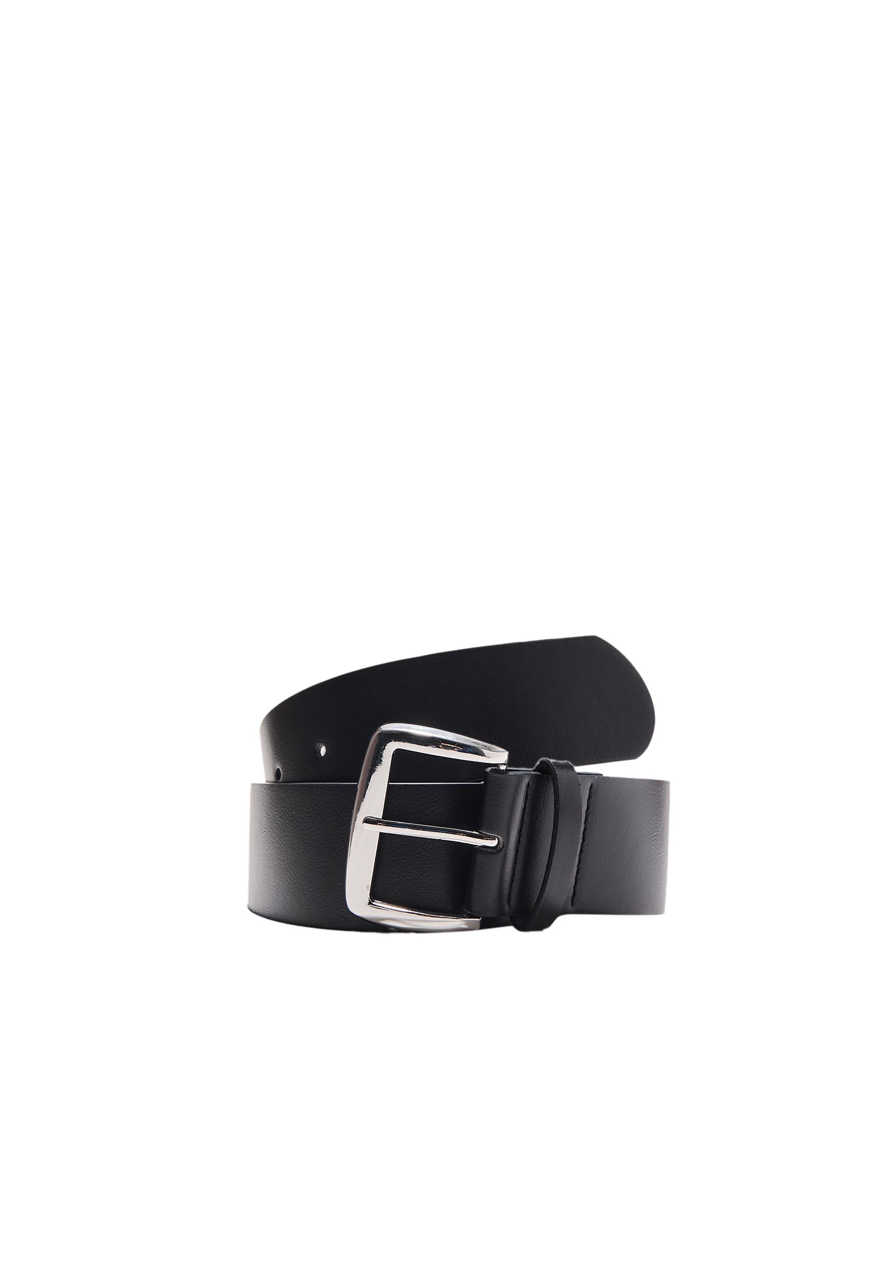 Semi-wide faux suede belt — Black