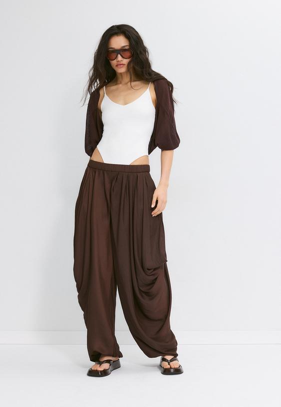 Stradivarius Open Knit Cardigan Brown M