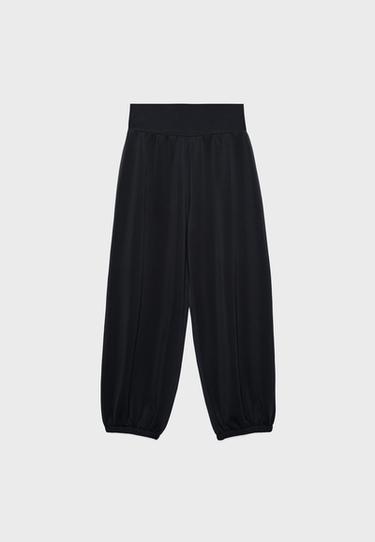 Soft-touch balloon jogger trousers with turn-up waist — Black 6