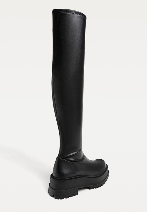 botas planas xl piso track negras