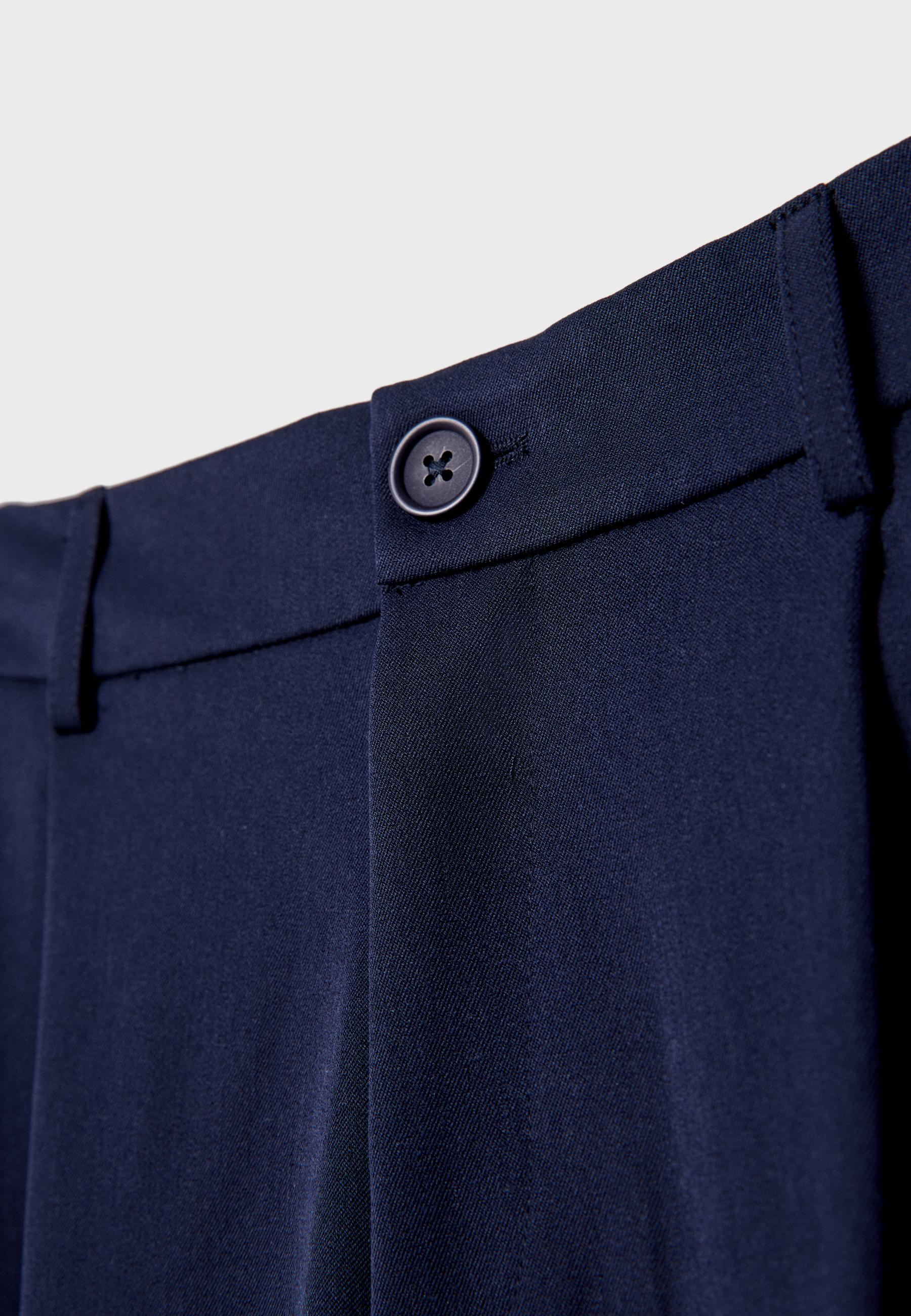 Wide-leg tailored trousers with darts — Navy blue