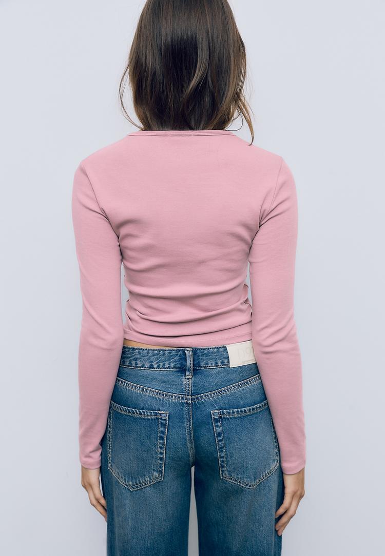 t shirt basic maniche lunghe in cotone