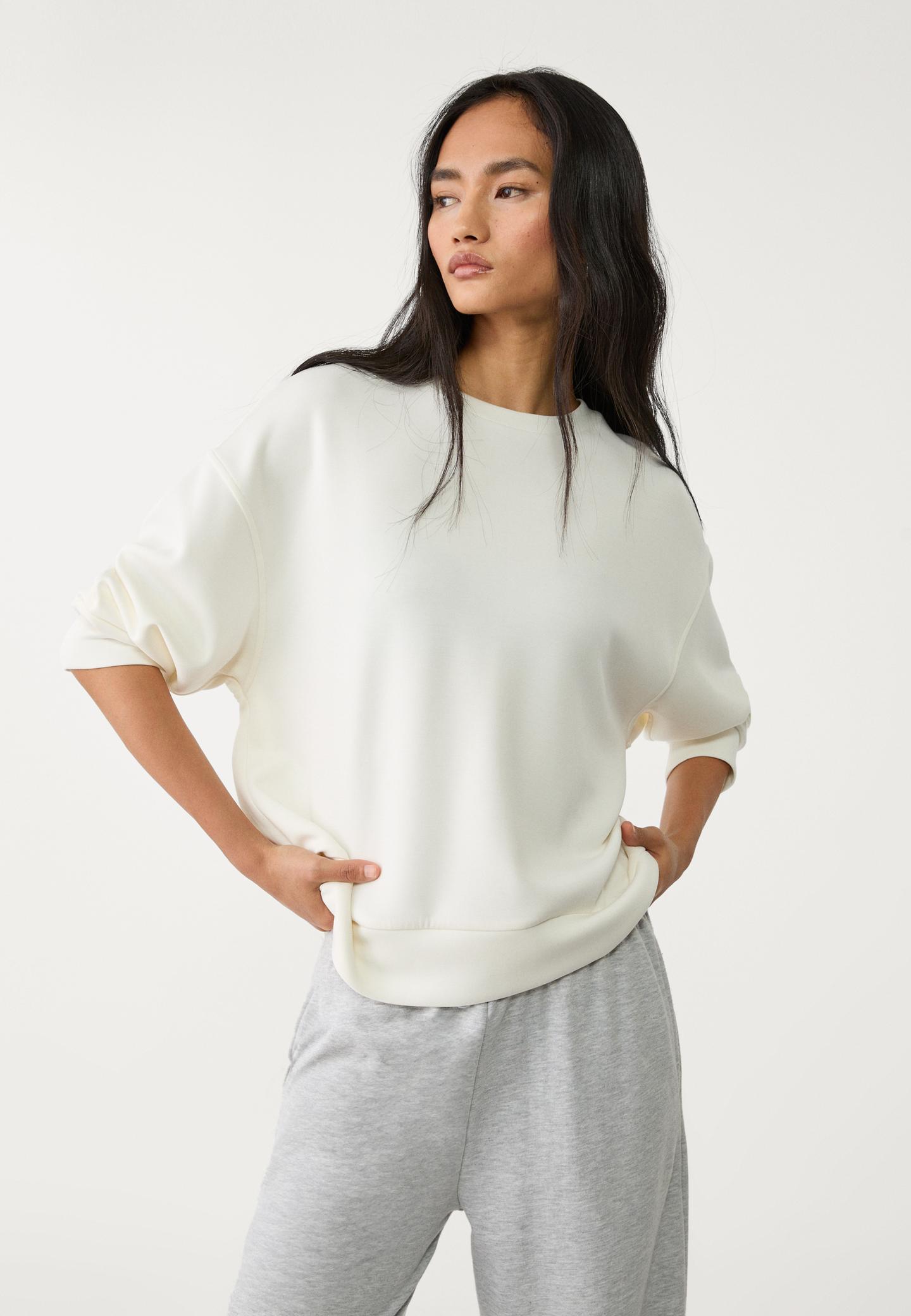 Stradivarius Jersey Sudadera Blanca Mujer Stradivarius Sudaderas