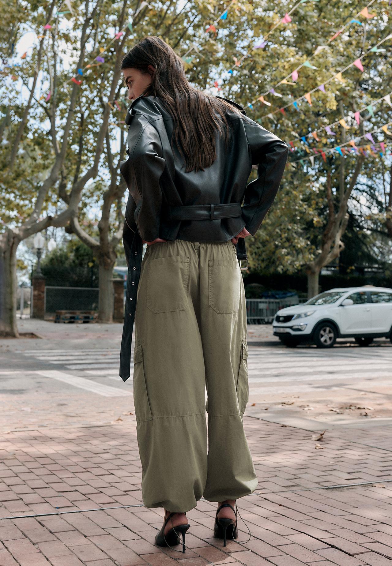 Poplin trousers with stoppers — Khaki