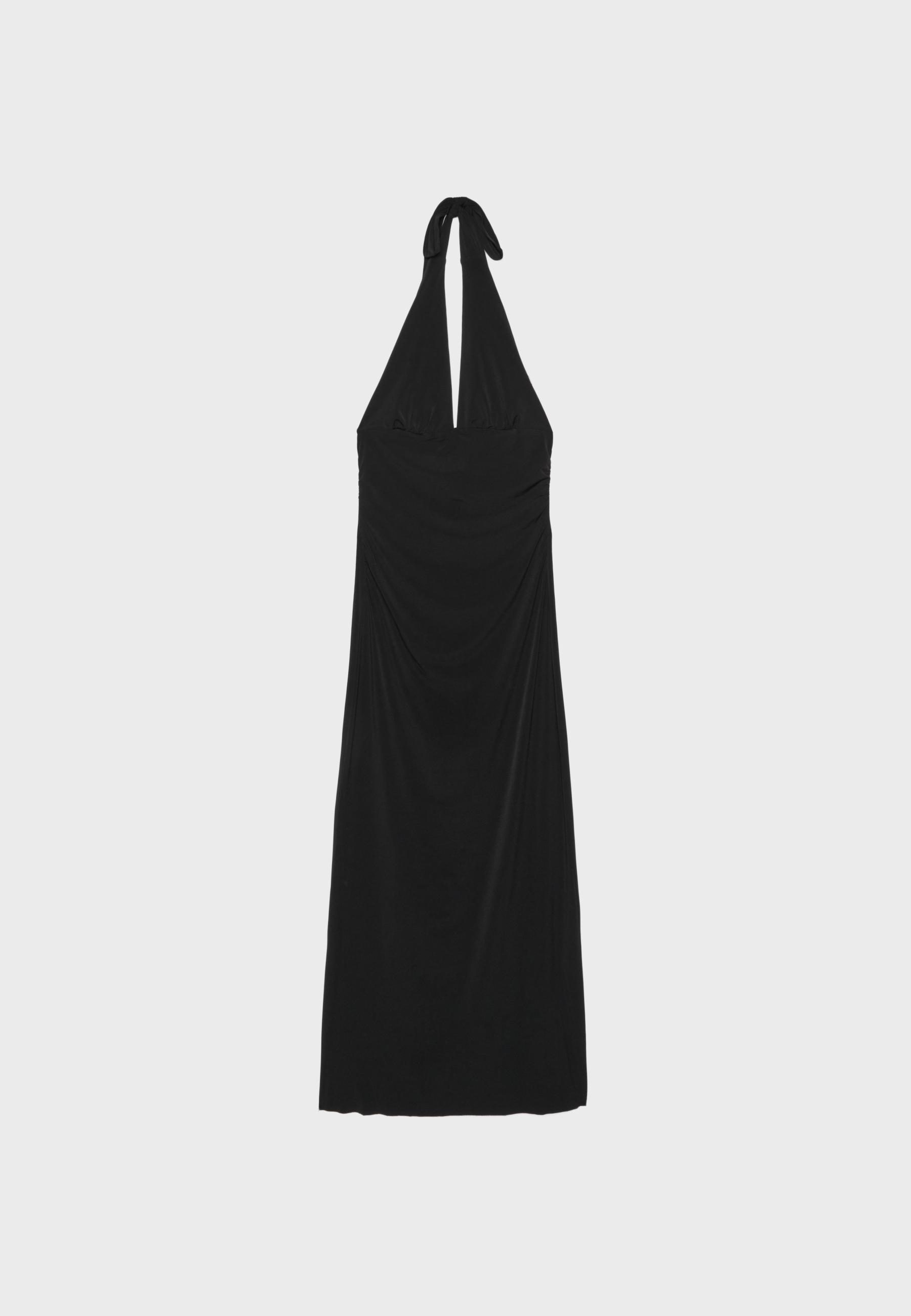 Halter neck backless midi dress — Black