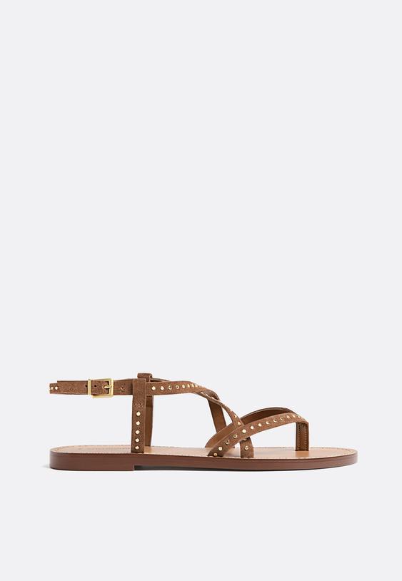 ctctl deri duz sandalet