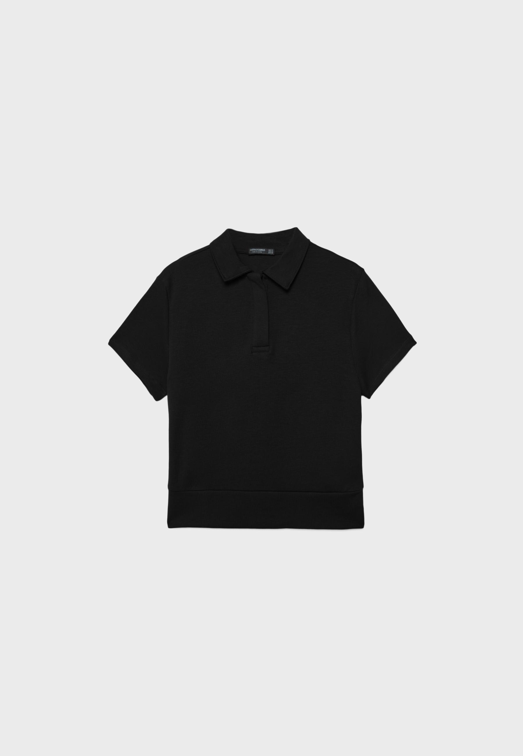 Short sleeve polo T-shirt — Black (alternate view)