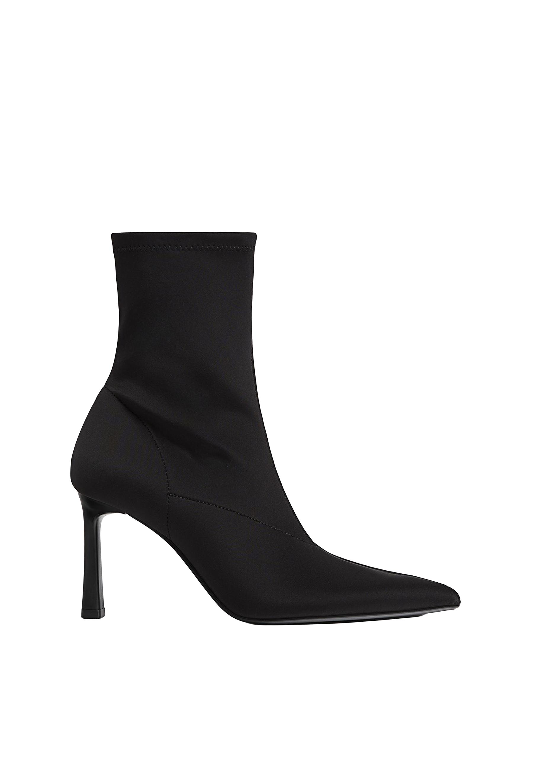 Fabric ankle boots with stiletto heel — BLACK