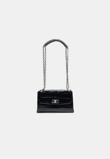 Rigid coconut-effect crossbody bag — Black 1