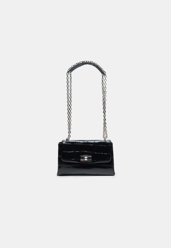 Stradivarius Rigid Coconut Effect Crossbody Bag Black Os