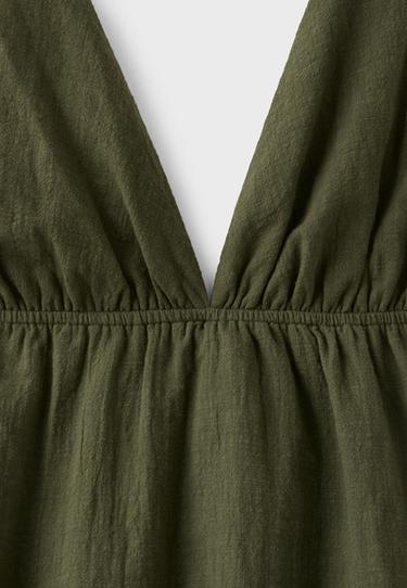 V-neck short dress — Khaki 9