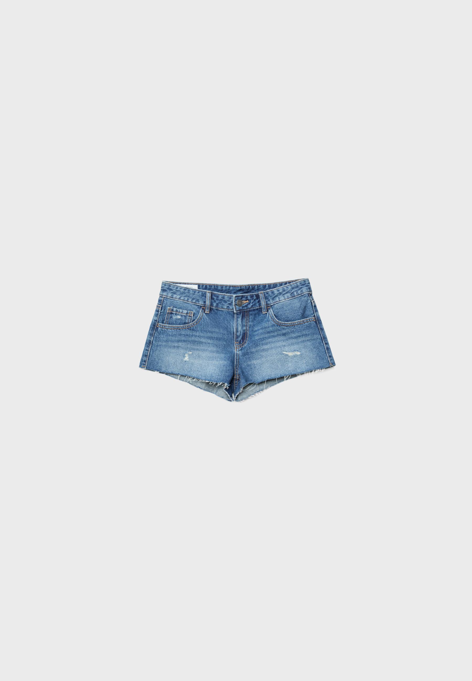 Ripped denim shorts — MEDIUM LIGHT BLUE DENIM