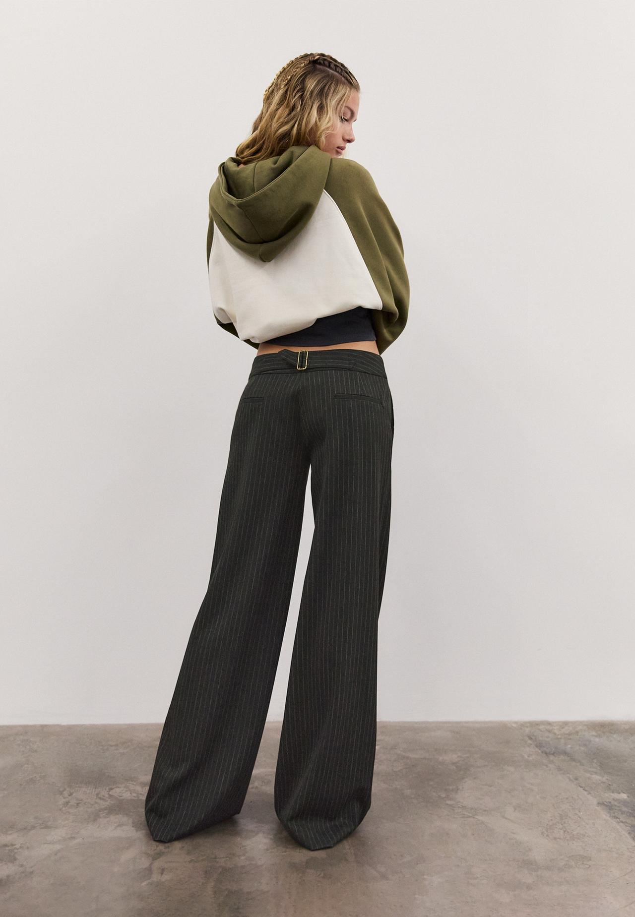Striped low-rise smart trousers — Dark grey