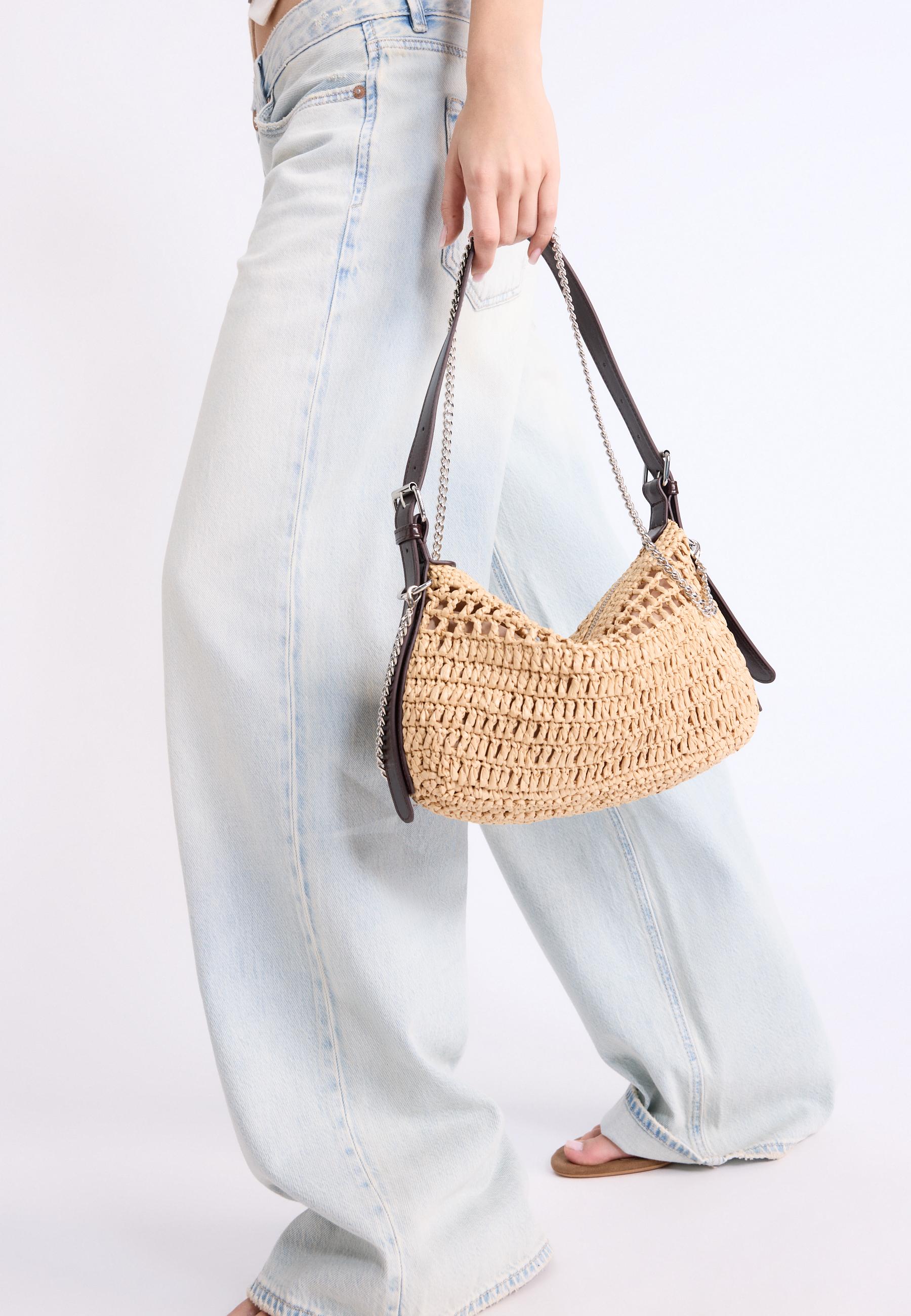 Mini crochet shoulder bag — Ecru