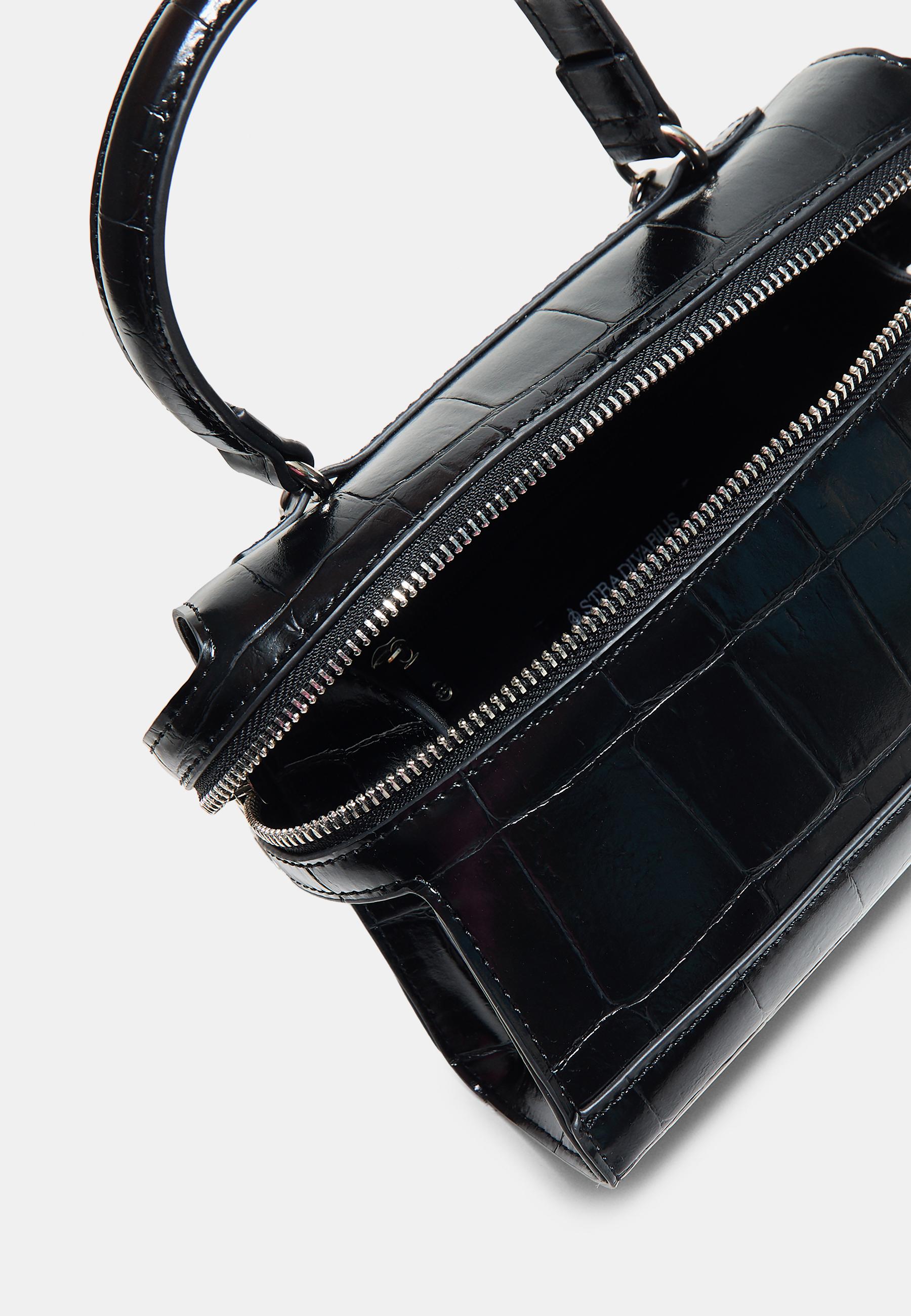 Mini coconut-effect crossbody bag — Black