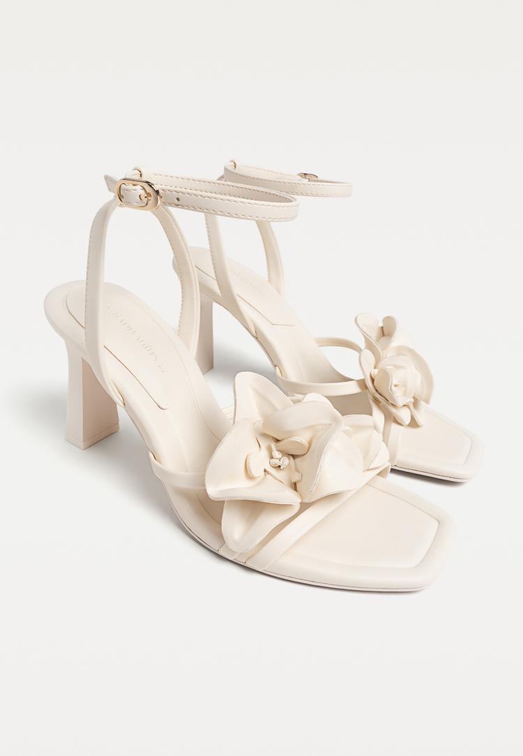sandalias tacon detalle flor