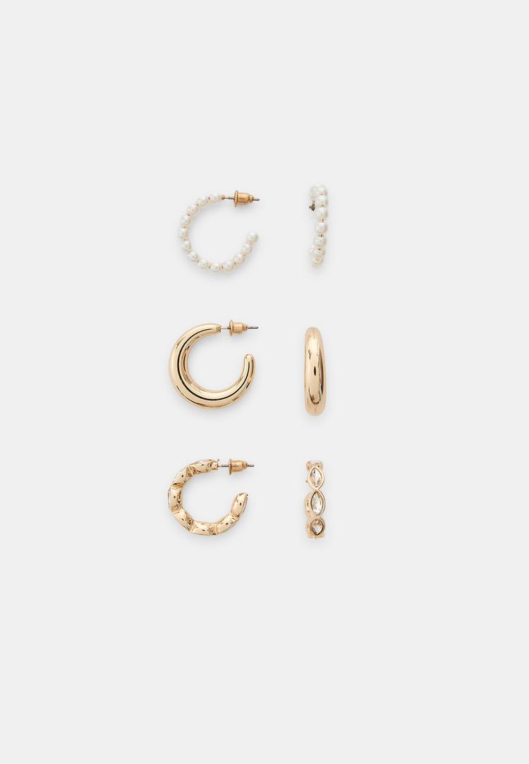 Set of 3 hoop earrings — Gold