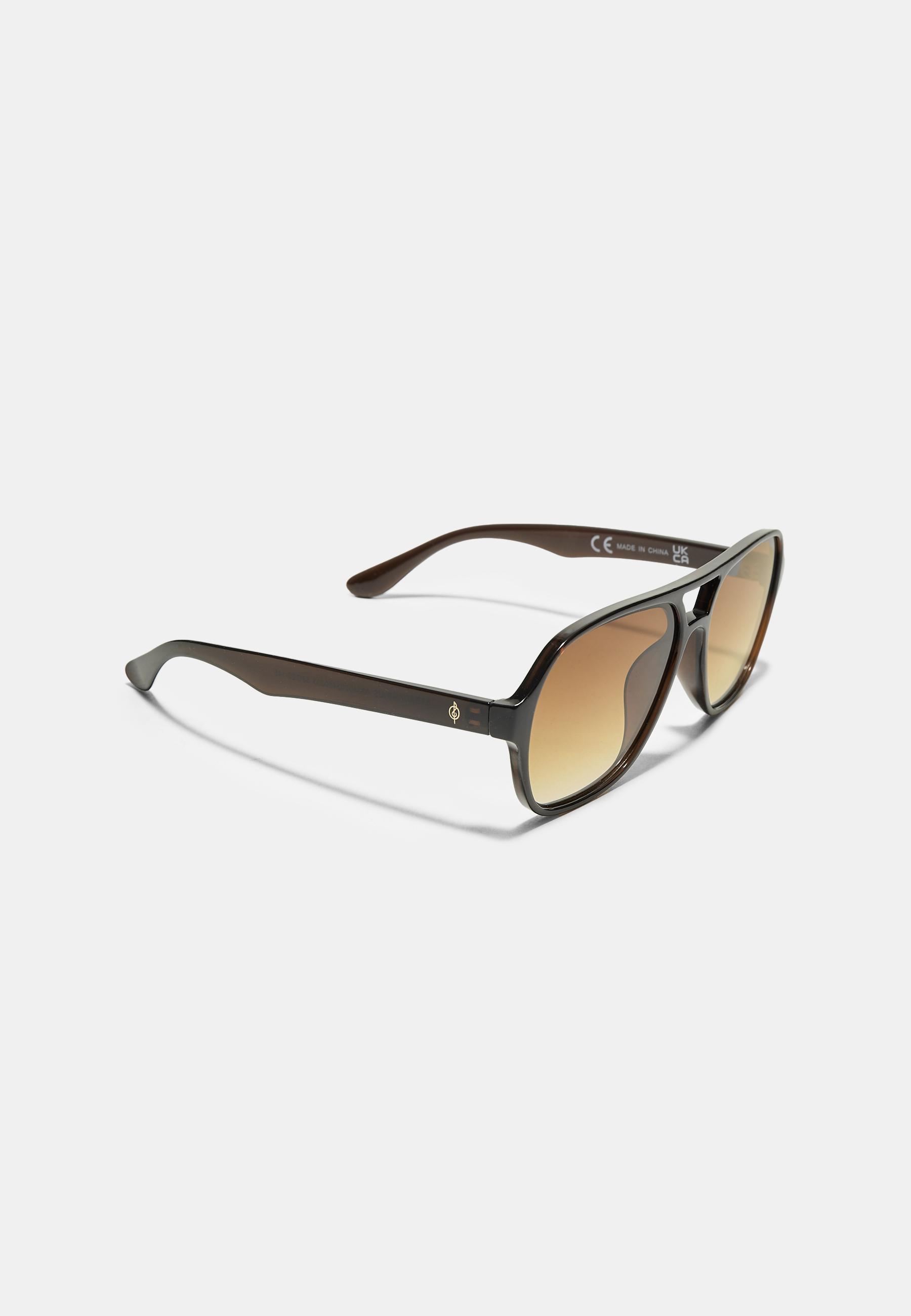 Double bridge resin sunglasses — Brown