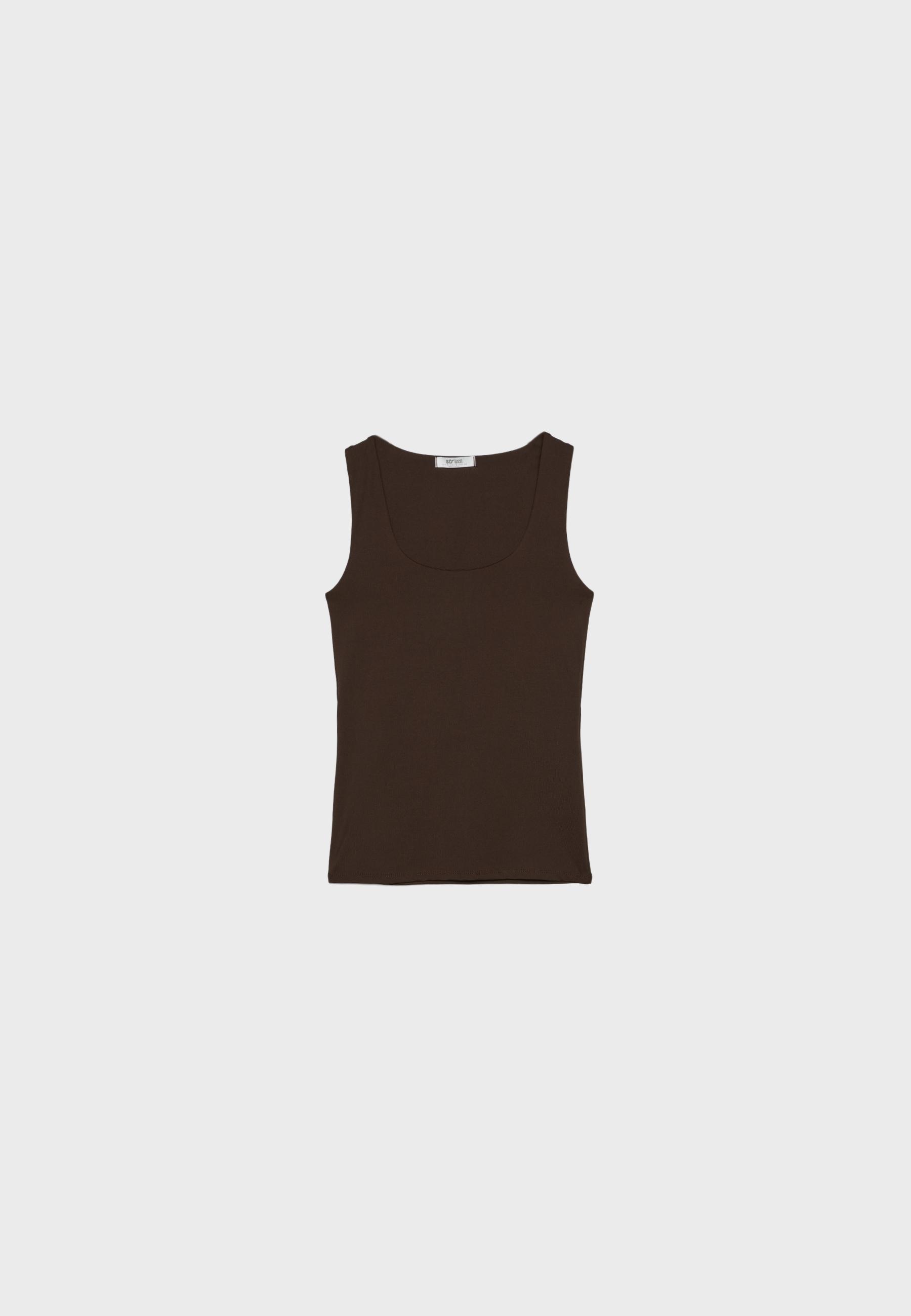Polyamide wide strap top — Brown