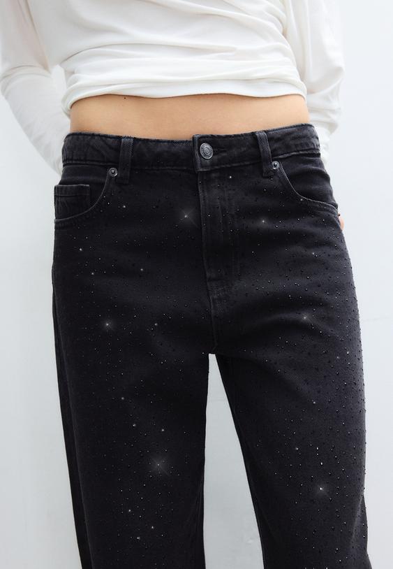 jeans calcas direitas com brilho