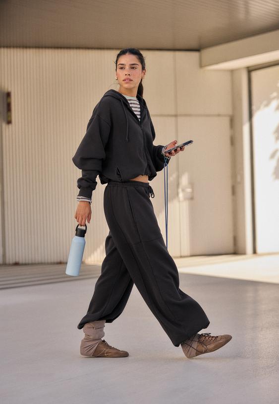 Stradivarius Sweatshirt Mit Puff-Effekt Graumeliert S