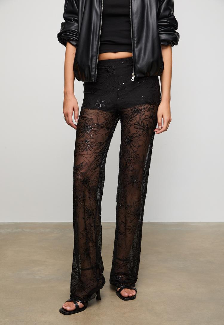 pantalon fluido bordados lentejuelas