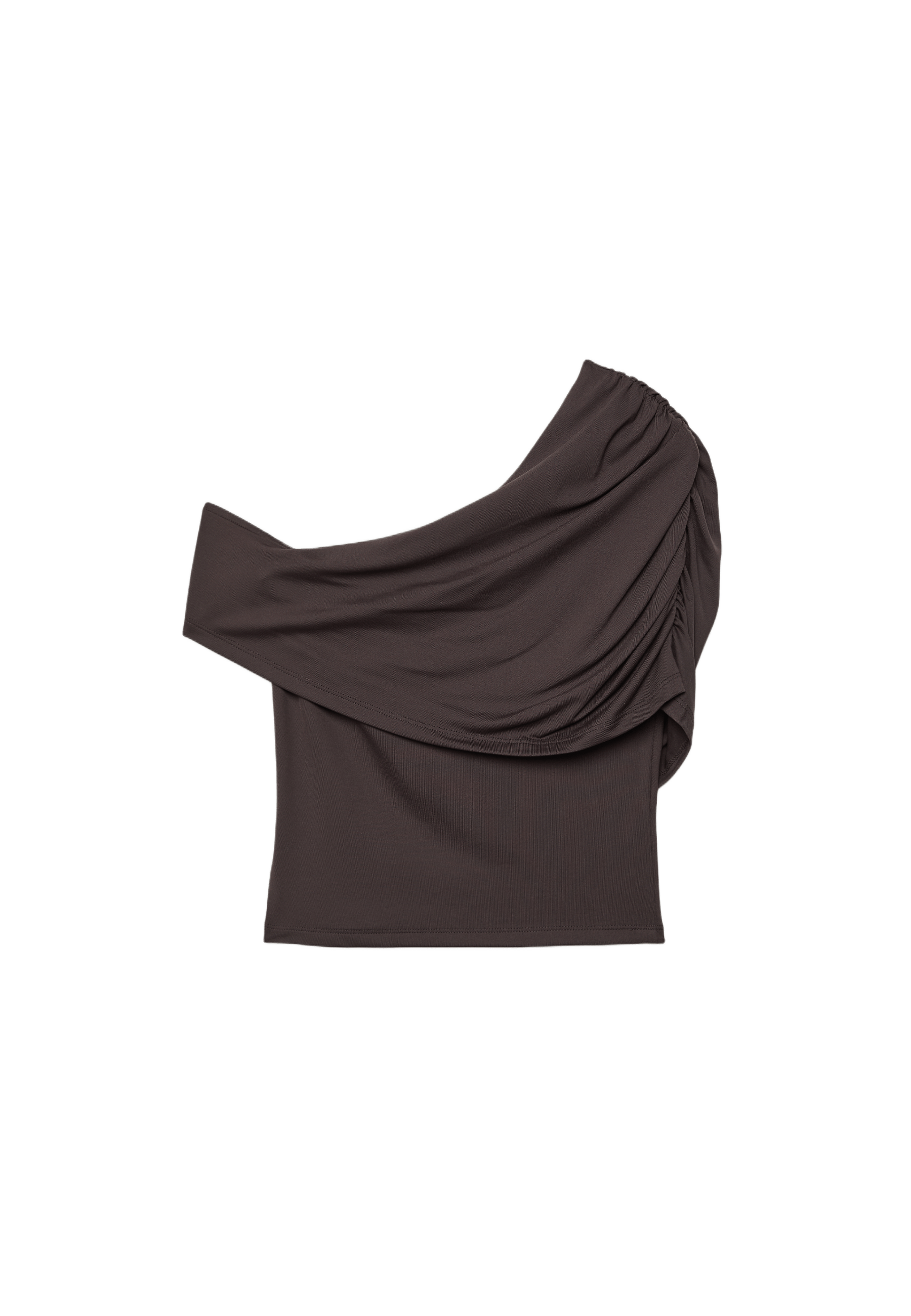 Draped polyamide top — Brown