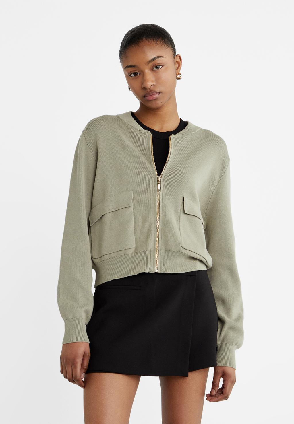 Veste en maille bomber avec poches