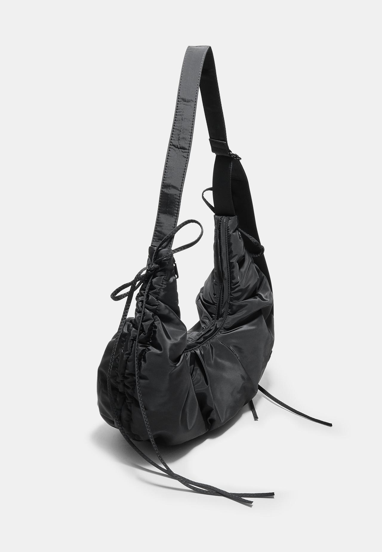 Gathered fabric crossbody bag — Black