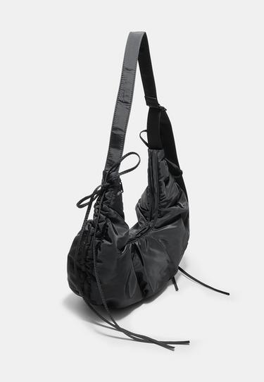 Gathered fabric crossbody bag — Black 4