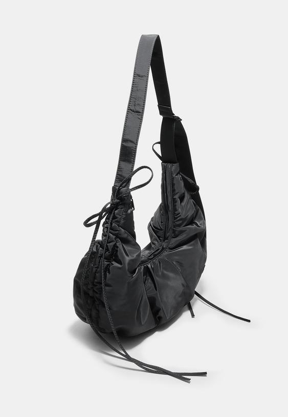 ruched fabric crossbody bag
