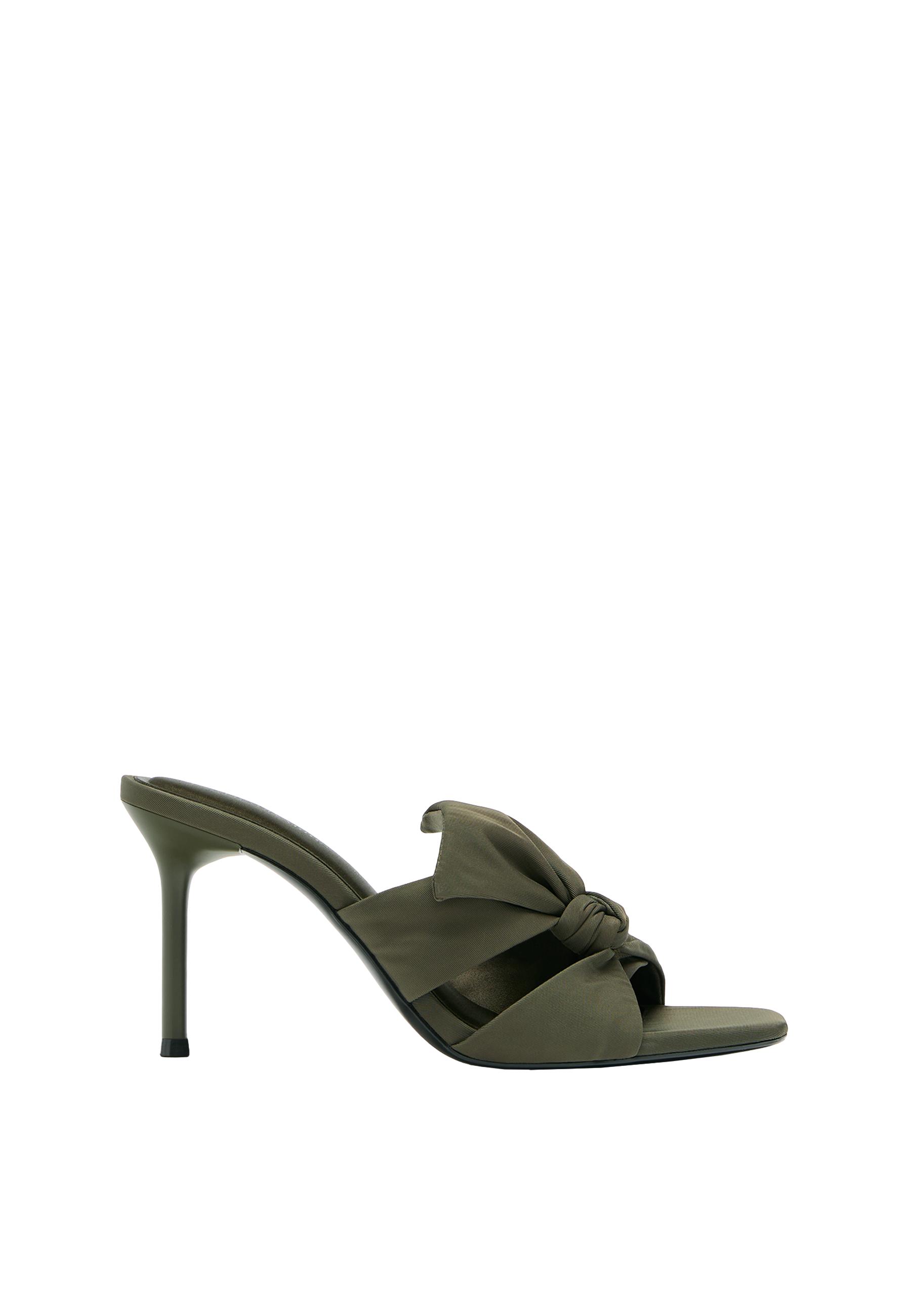 Heeled tie sandals — KHAKI