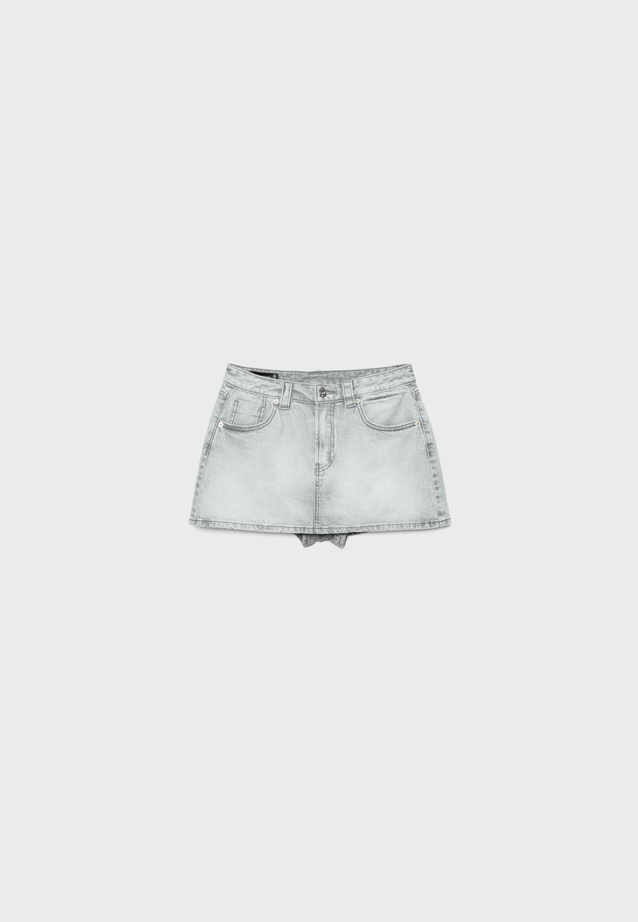 D62 denim skort — DARK GREY DENIM WASH