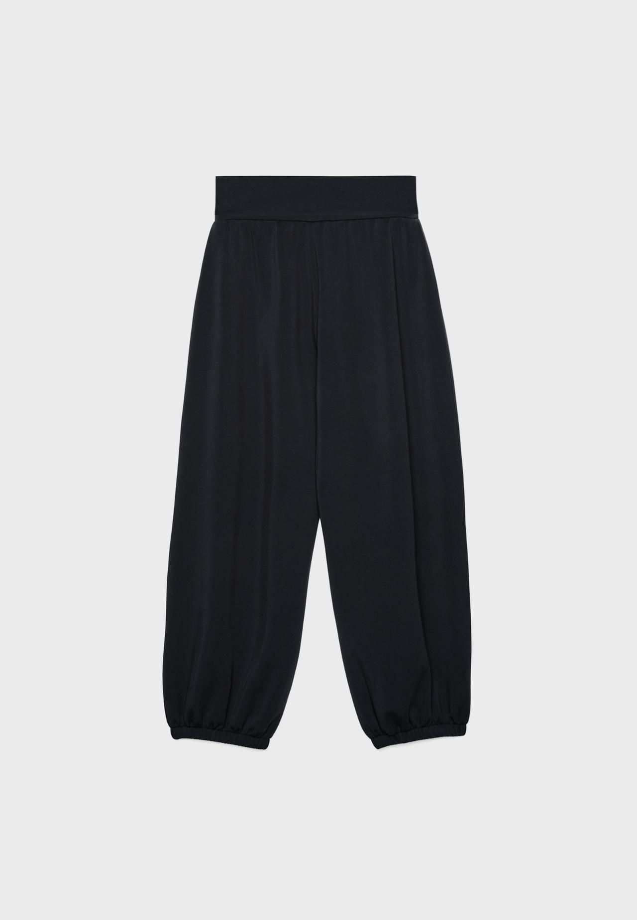 Soft-touch balloon jogger trousers with turn-up waist — Black