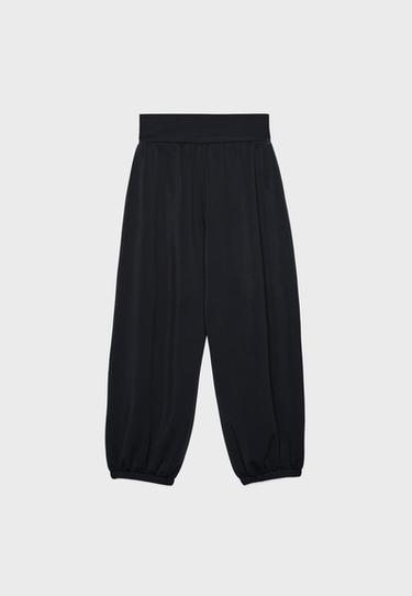 Soft-touch balloon jogger trousers with turn-up waist — Black 5