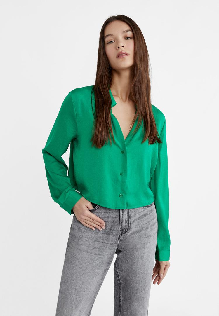 short satin shirt