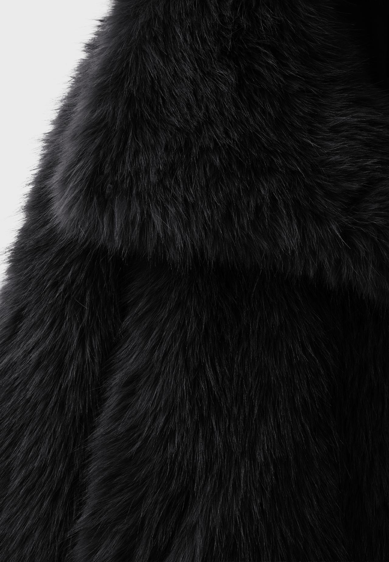 Basic high neck faux fur jacket — Black