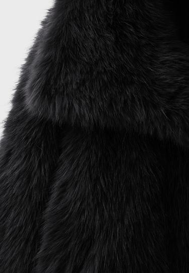 Basic high neck faux fur jacket — Black 9