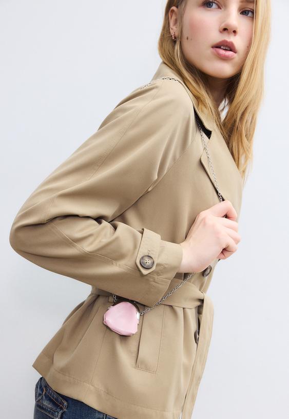 Stradivarius Mini Pouch Bag Necklace Pink Os