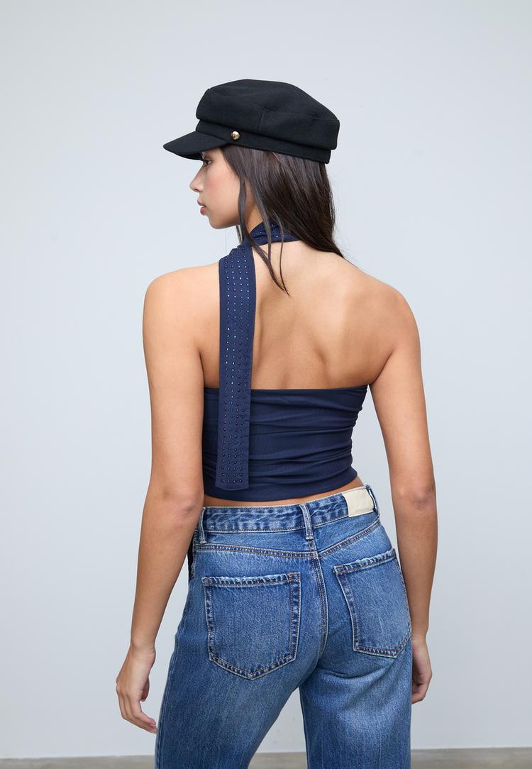 top bandeau com brilho e lenco
