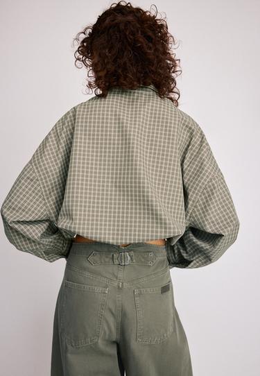 Checked balloon shirt — Khaki 5