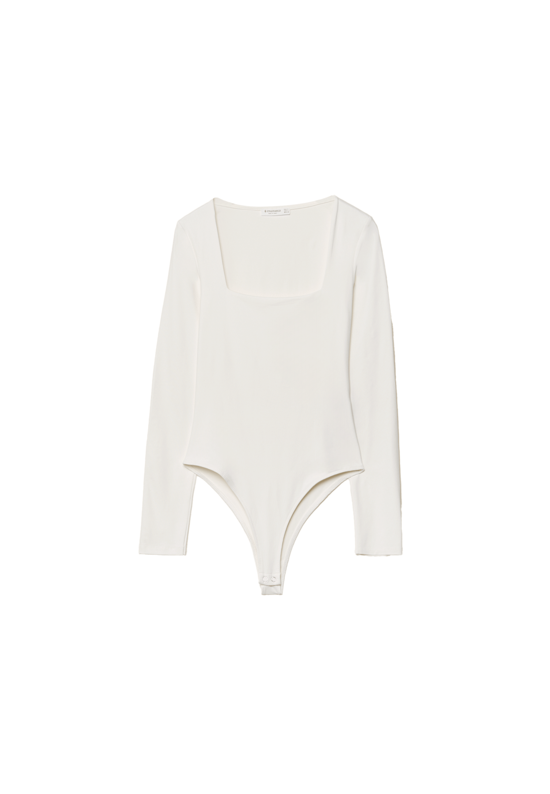 Long sleeve square neck bodysuit — Ecru