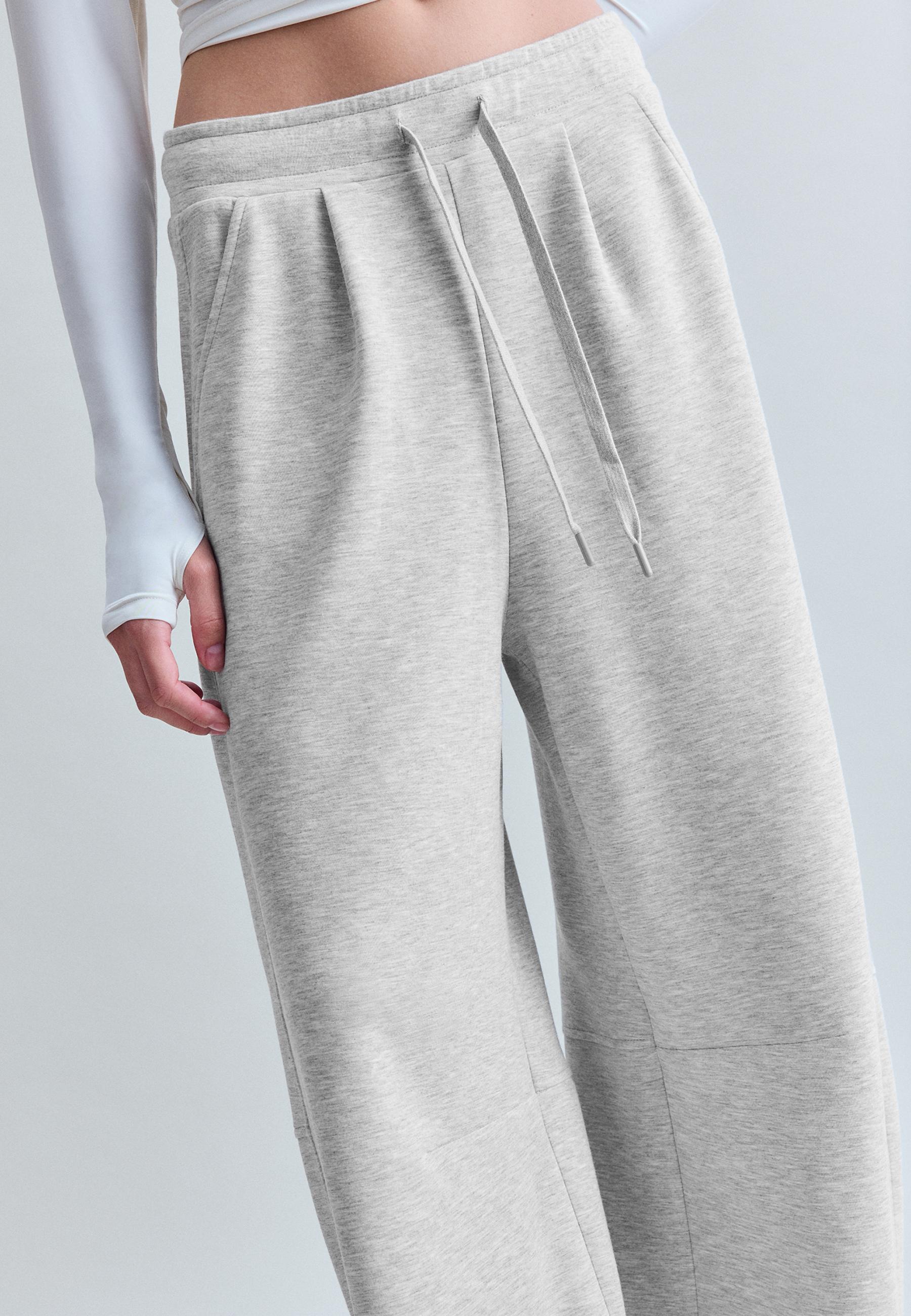 Soft-touch barrel joggers with stoppers — Grey melange