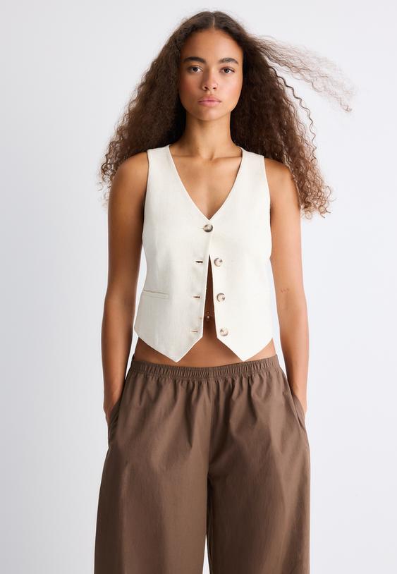 linen look waistcoat