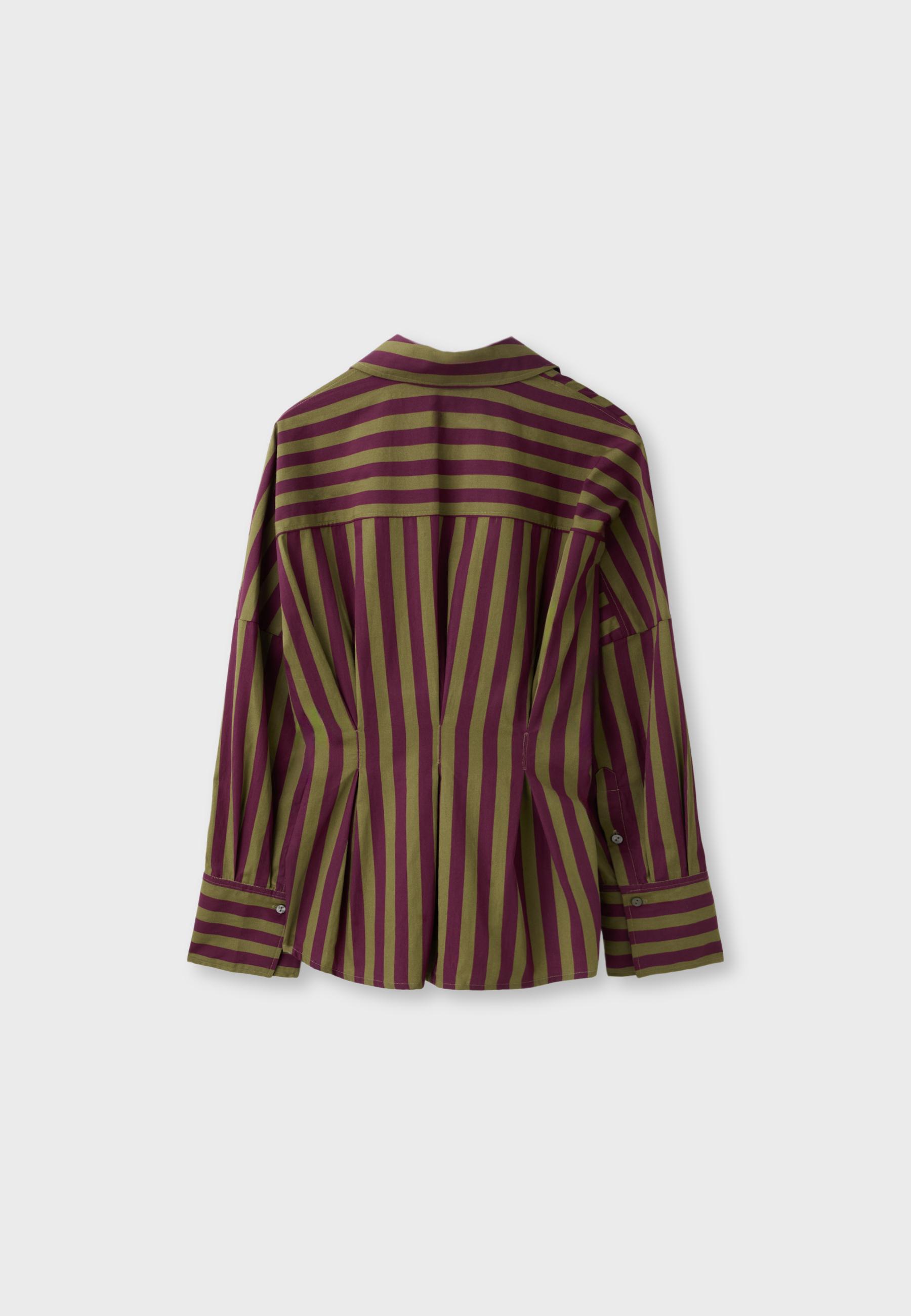 Pleated poplin shirt — Khaki