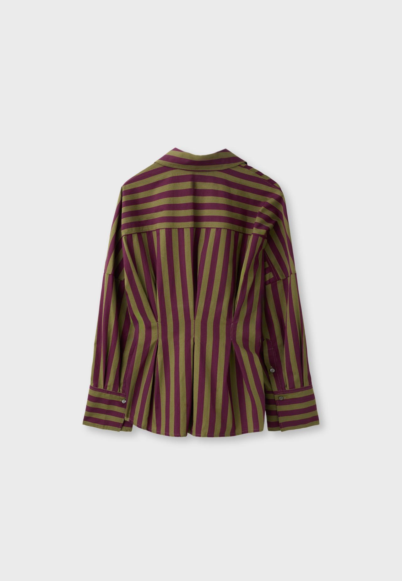 Pleated poplin shirt — Khaki