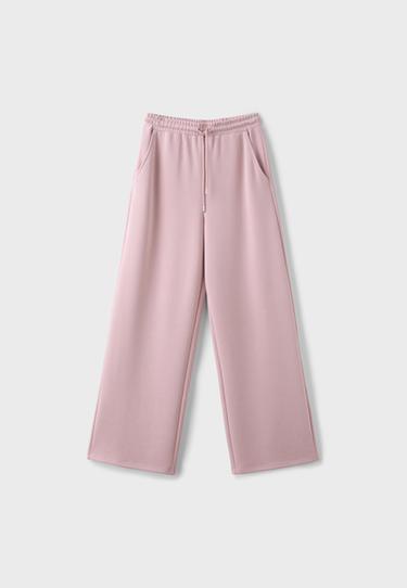 Soft-touch palazzo jogger trousers — Pastel pink 7