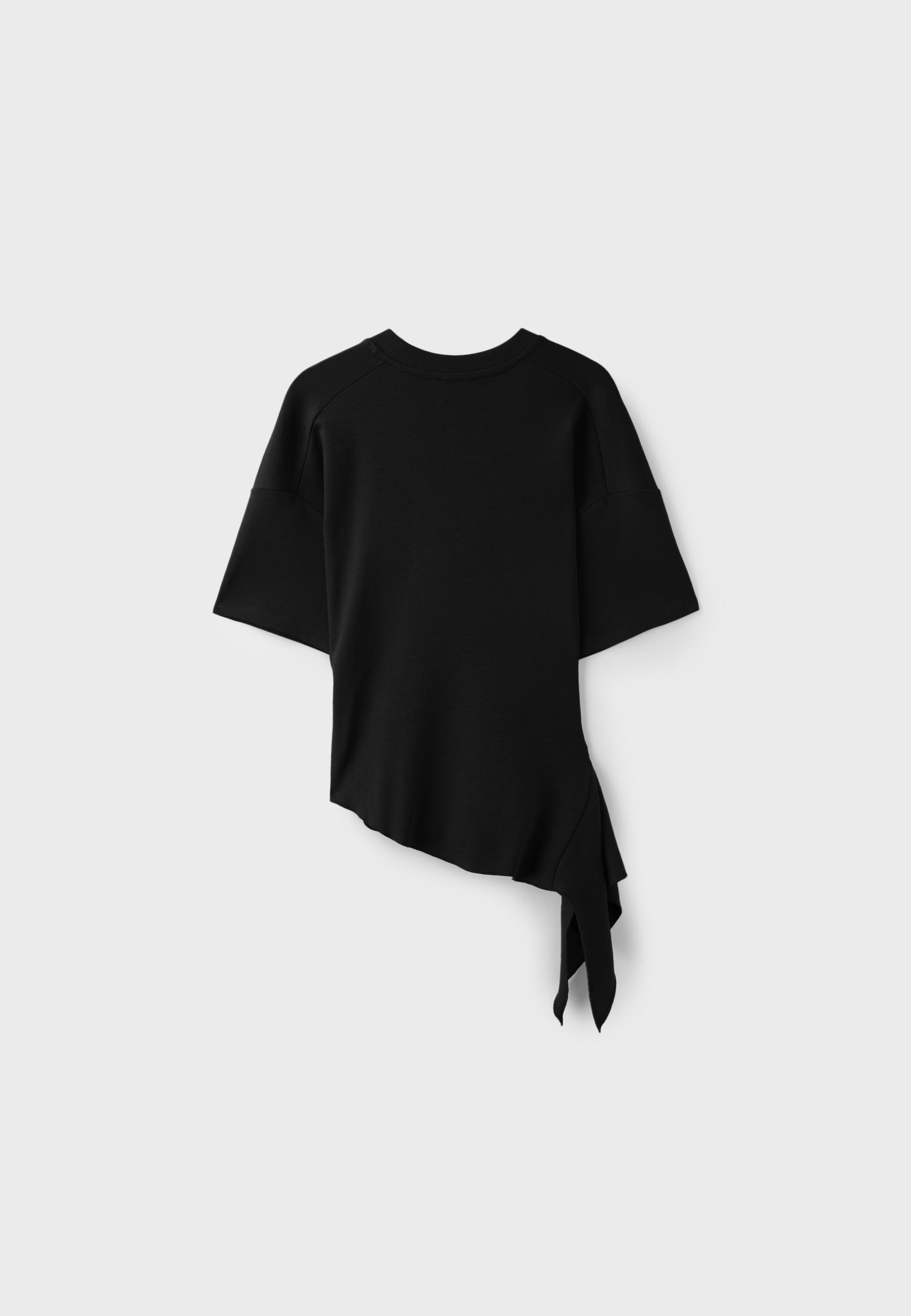 Asymmetric short sleeve T-shirt — Black
