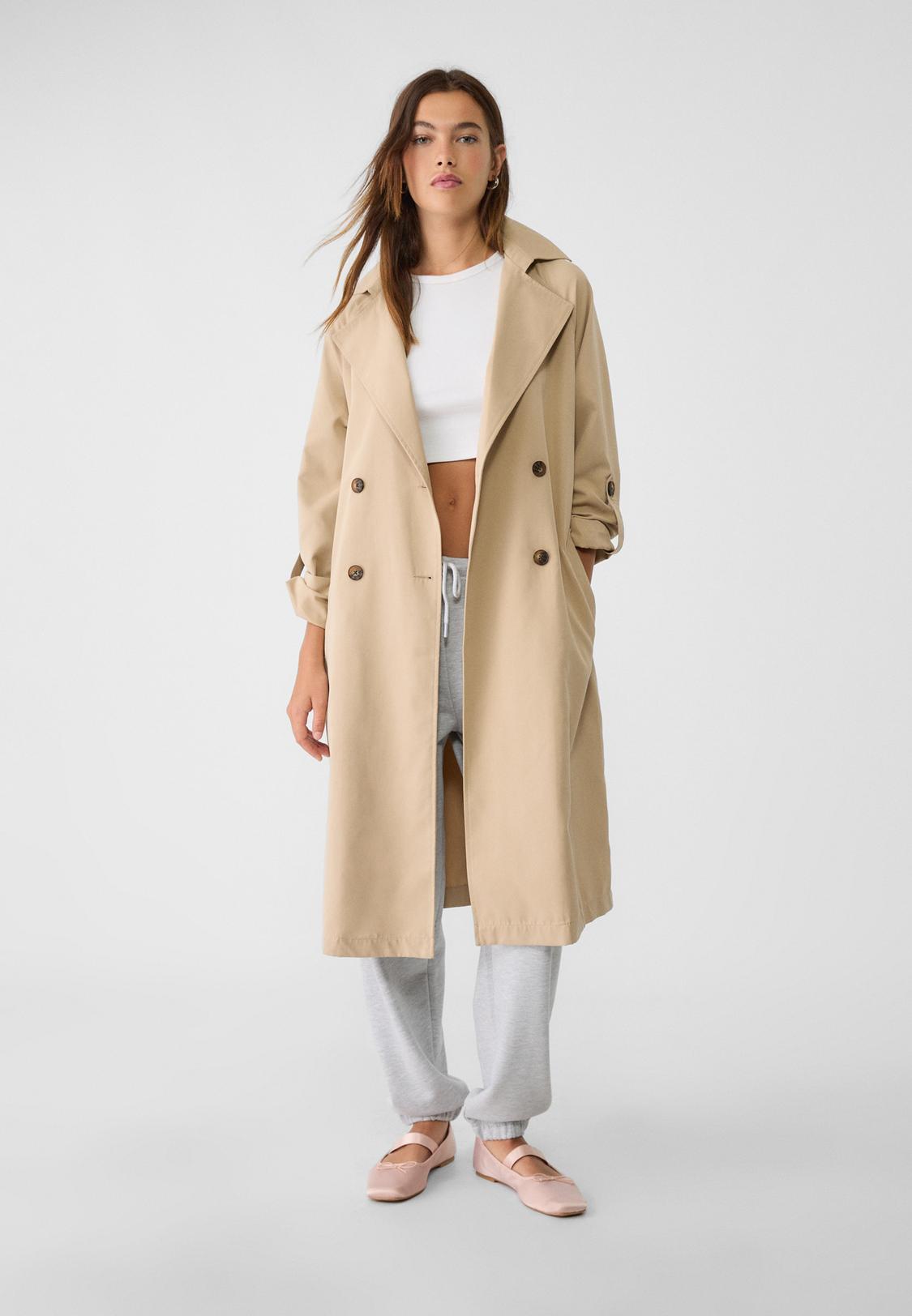 Stradivarius Oversize Mantel Beige Stradivarius Beige Trench Coat