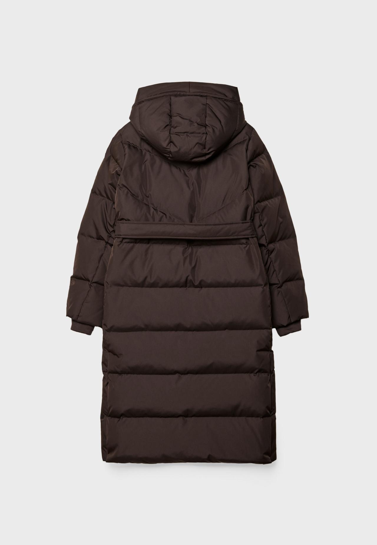 Belted puffer coat — Brown